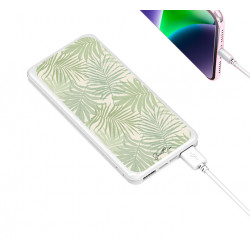Power bank double USB blanche - Palmier vert
