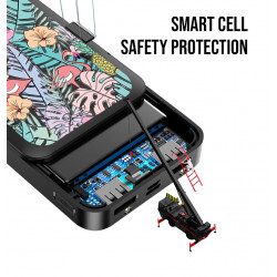 Power bank double USB noire - Feuilles & flamants