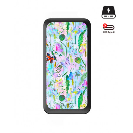 Power bank double USB noire - Jardin phosphorescent