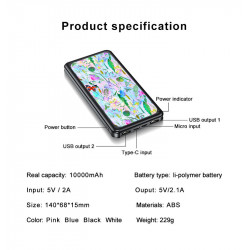 Power bank double USB noire - Jardin phosphorescent