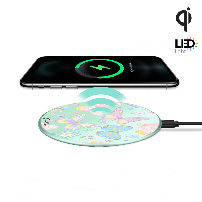 Chargeur a induction sans fil avec indicateur LED vert deau ...