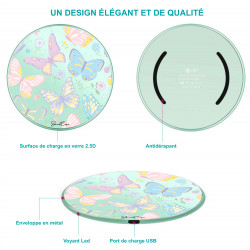 Chargeur a induction sans fil avec indicateur LED vert deau ...