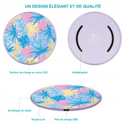 Chargeur a induction sans fil avec indicateur LED mauve - Palmier...