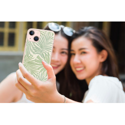 Coque de protection en silicone souple pour iPhone 13 - Palmier vert