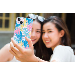 Coque de protection en silicone souple pour iPhone 14 - Palmier...