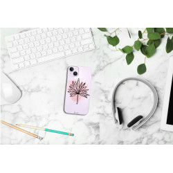 Coque de protection en silicone souple pour iPhone 14 - Palmier rose