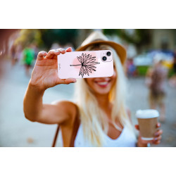 Coque de protection en silicone souple pour iPhone 14 - Palmier rose