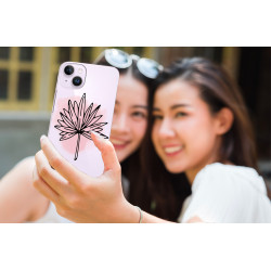 Coque de protection en silicone souple pour iPhone 14 - Palmier rose