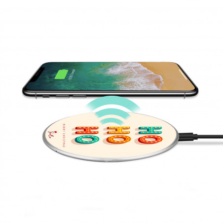 Chargeur a induction sans fil avec indicateur LED argent - Ho ho ho