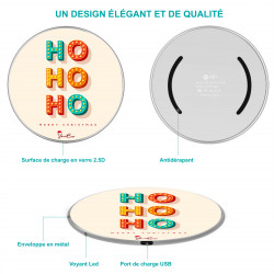 Chargeur a induction sans fil avec indicateur LED argent - Ho ho ho