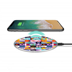 Chargeur a induction sans fil avec indicateur LED argent - Mosaique