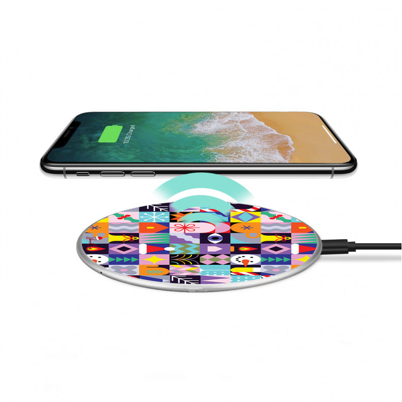 Chargeur a induction sans fil avec indicateur LED argent - Mosaique