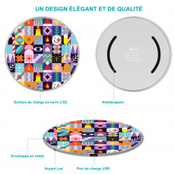 Chargeur a induction sans fil avec indicateur LED argent - Mosaique