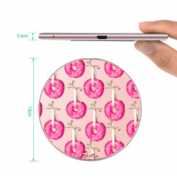 Chargeur a induction sans fil avec indicateur LED rose - Donuts