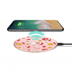 Chargeur a induction sans fil avec indicateur LED rose - Peace Noel