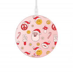 Chargeur a induction sans fil avec indicateur LED rose - Peace Noel