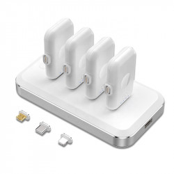Station de charge magnetique 12800mAh avec 4 mini banques de...