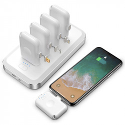 Station de charge magnetique 12800mAh avec 4 mini banques de...