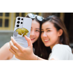 Coque souple transparente pour Samsung Galaxy S21 Ultra 5G - Cerf or