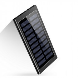 Batterie de secours solaire metal 20 000 mAh - Noir