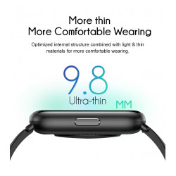 Montre connectee 1,8 pouces - Silicone noir