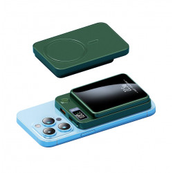Power bank magnetique 10 000 mAh avec chargeur sans fil integre - Vert