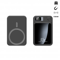 Power bank magnetique 10 000 mAh avec chargeur sans fil integre - Noir