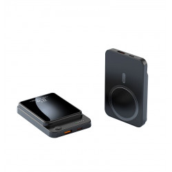 Power bank magnetique 10 000 mAh avec chargeur sans fil integre - Noir