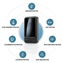 Power bank magnetique 10 000 mAh avec chargeur sans fil integre - Noir