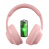 Casque Bluetooth stereo avec super bass et micro - Rose