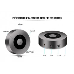Haut parleur Bluetooth portable avec touches tactiles - Noir