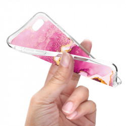 Coque souple transparente pour iPhone 6,7,8,SE,SE2,SE3 - Marbre rose