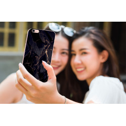 Coque souple transparente pour iPhone 6,7,8,SE,SE2,SE3 - Marbre noir