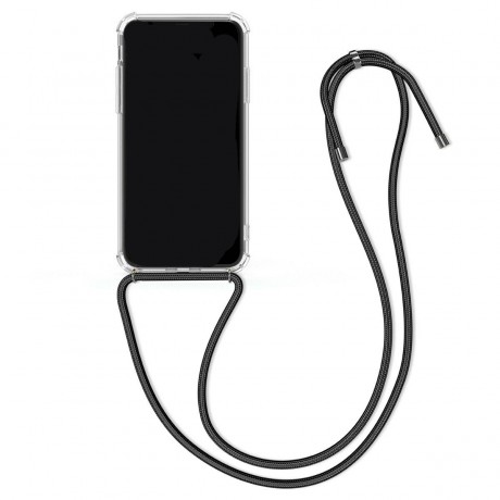 Coque transparente avec collier en corde réglable pour iPhone X/XS
