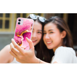 Coque souple transparente pour iPhone 11 - Marbre rose