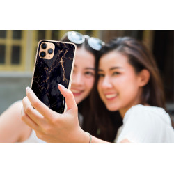 Coque souple transparente pour iPhone 12/12 PRO - Marbre noir