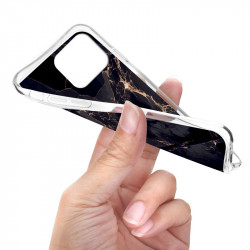Coque souple transparente pour iPhone 12/12 PRO - Marbre noir