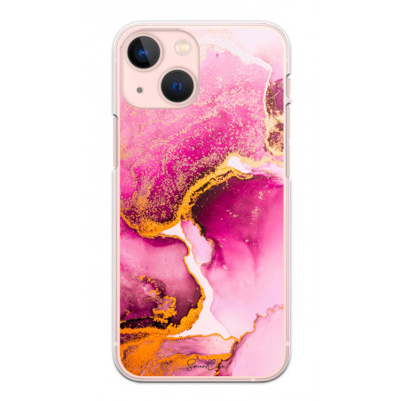 Coque souple transparente pour iPhone 13 - Marbre rose
