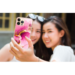 Coque souple transparente pour iPhone 13 PRO - Marbre rose