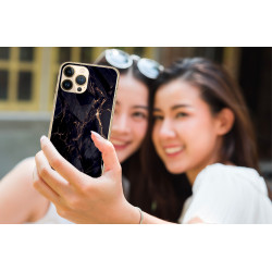 Coque souple transparente pour iPhone 13 PRO - Marbre noir