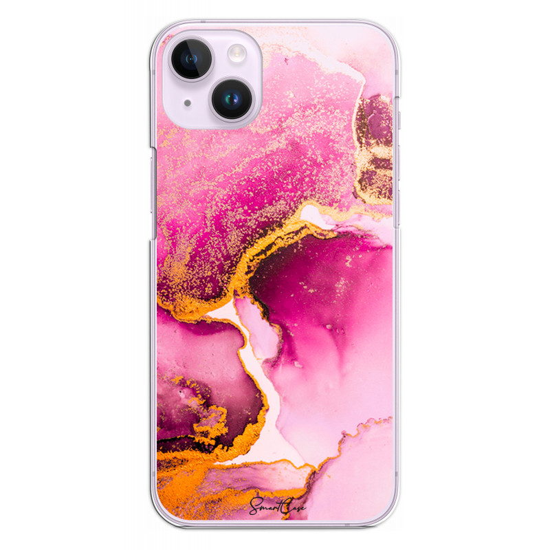 Coque souple transparente pour iPhone 14 - Marbre rose