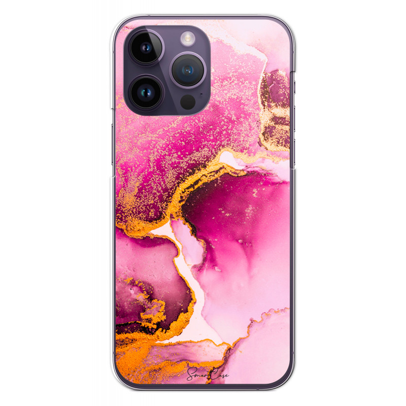 Coque souple transparente pour iPhone 14 PRO - Marbre rose