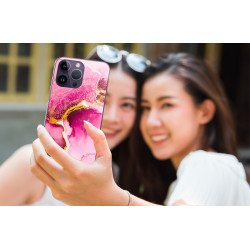 Coque souple transparente pour iPhone 14 PRO - Marbre rose