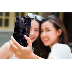 Coque souple transparente pour iPhone 14 PRO - Marbre noir