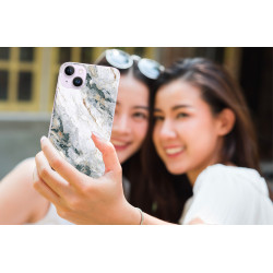 Coque souple transparente pour iPhone 14 PLUS - Marbre blanc