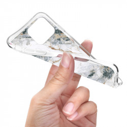Coque souple transparente pour iPhone 14 PLUS - Marbre blanc