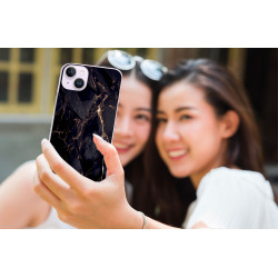 Coque souple transparente pour iPhone 14 PLUS - Marbre noir