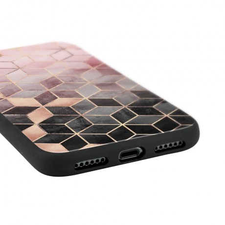 Coque en verre trempé pour iPhone 7/8 - Mosaiques rose
