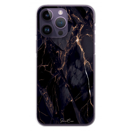 Coque souple transparente pour iPhone 14 PRO MAX - Marbre noir