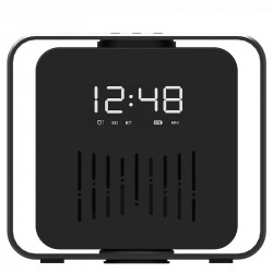 Haut - parleur radio sans fil Bluetooth rotatif avec horloge et alarme